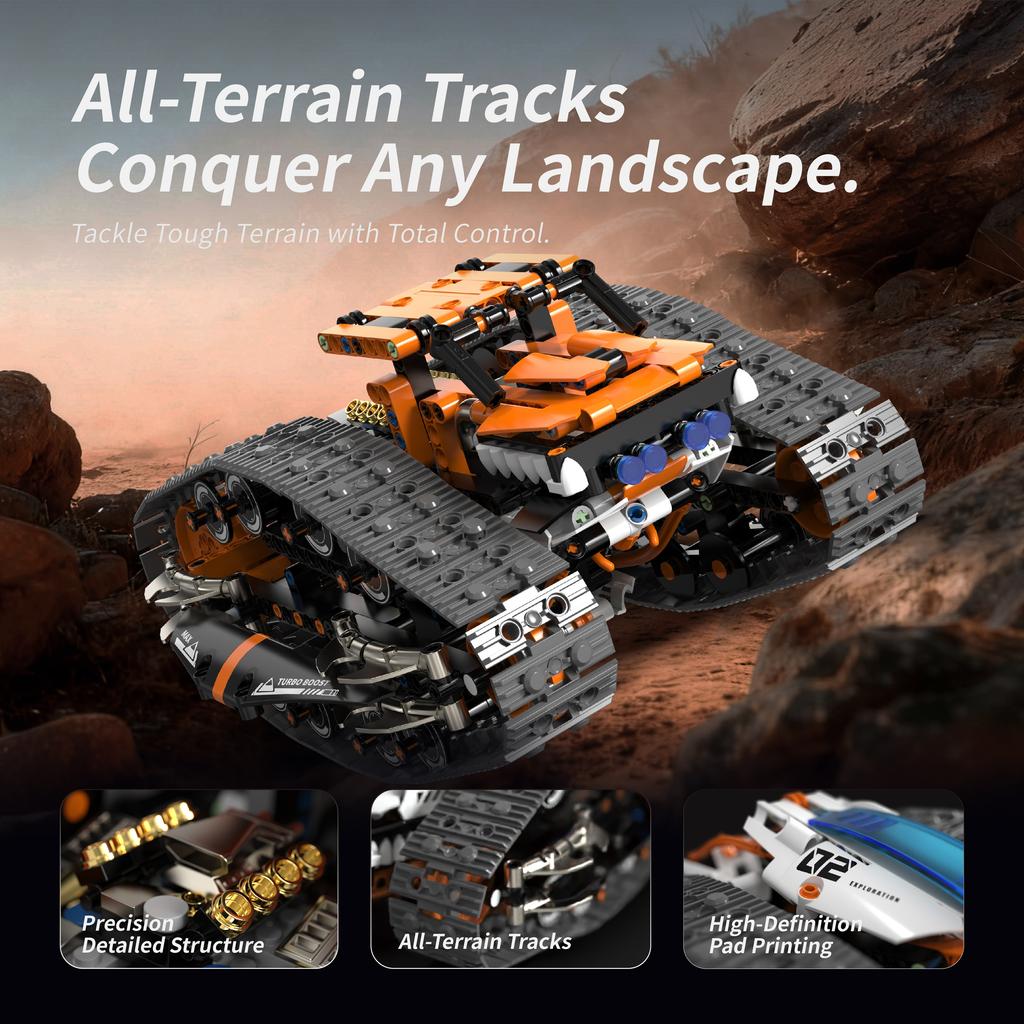 H1004 Remote Control Double-Sided Transforming Tracked Vehicle Building Blocks Desktop Model Toy For Boys' Birthday Gift