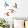 4Pcs Wooden Bird Wall Decoration Wall Art DIY Three-Dimensional Flying Birds Waterproof Wall Stickers for Indoor