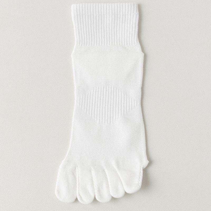 Men's Mid-Calf Five-Toe Cotton Socks - Spring/Summer, Sweat-Wicking, Deodorizing, Solid Color, Seamless, Long, Mesh, Sports, Split-Toe.