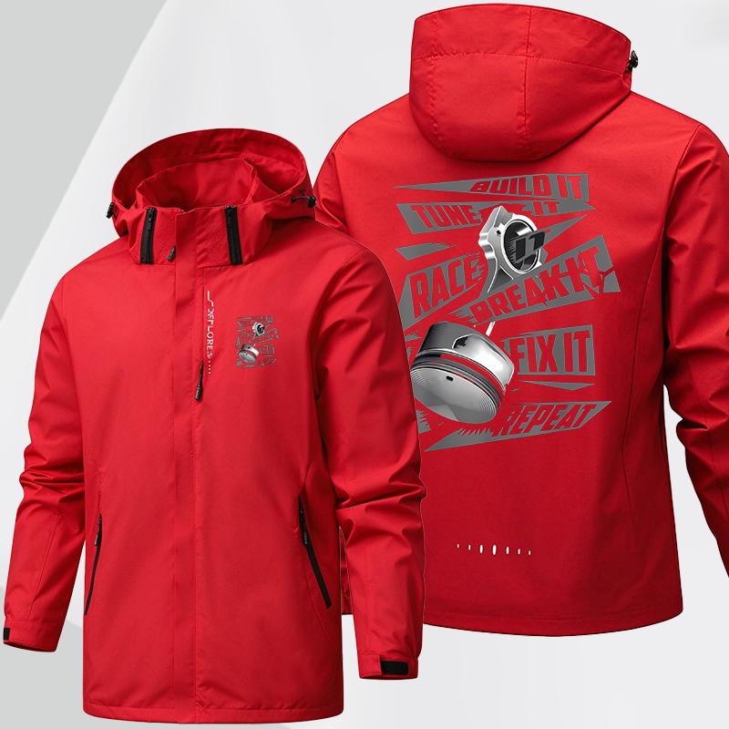 Men's outdoor jacket for autumn and winter, windproof, rainproof,multi-functional hoodsuitable for hiking and climbing printed designwaterproof jacket