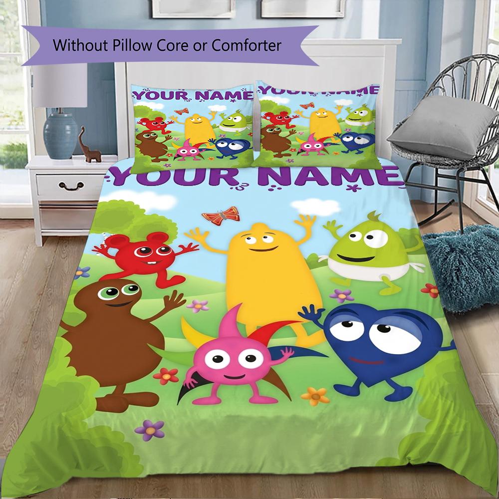 Custom Name Babblarna Bedding,Quilt Set Quilt Cover Pillowcase Home Birthday Gift(1 * Duvet Cover + 2 * Pillowcase, Without Core)_xia