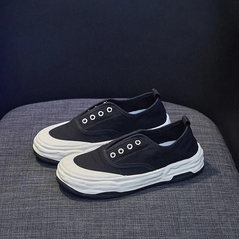 

Summer Canvas Shoes Women Casual Walking Flats Slip- Woman Vulcanize Shoe Ladies Comfortable Jogging Footwear Zapatos De Mujer 35