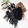 Winter new versatile plaid scarf women's color matching warm fringed scarf checkerboard high-end imitation cashmere scarf