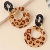 Premium Acrylic Hollow Out Geometric Round Leopard Print Vintage Colorful Dangle Earrings Women Lightweight Fashion Jewelry