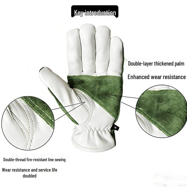 Anti-thorn Cowhide Garden Gloves: Wear-resistant, Non-slip for Outdoor Camping, BBQ, and Welding Protection