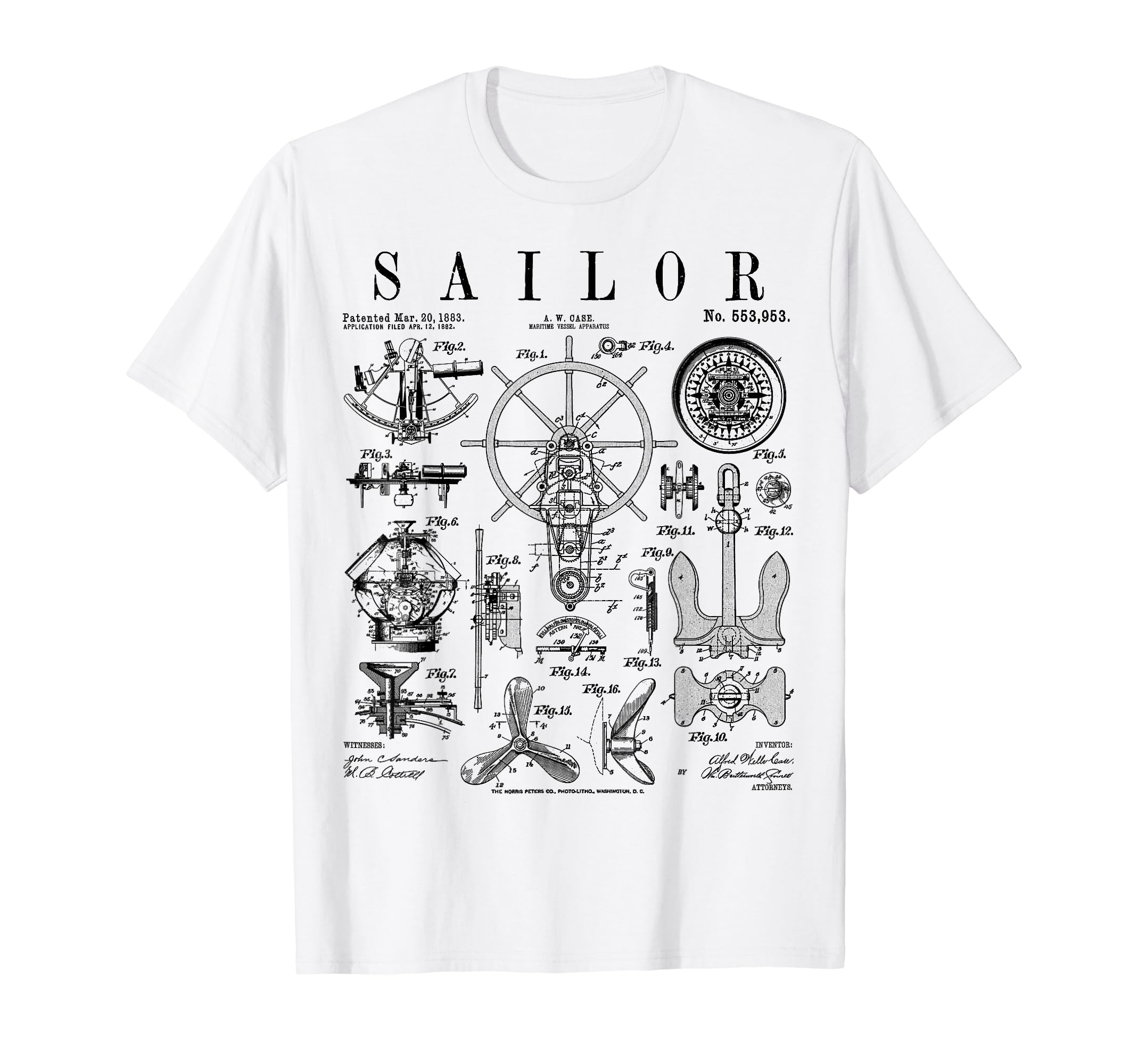 Ship Sailor Nautical Marine Sailing Boat Vintage Patent T-Shirt