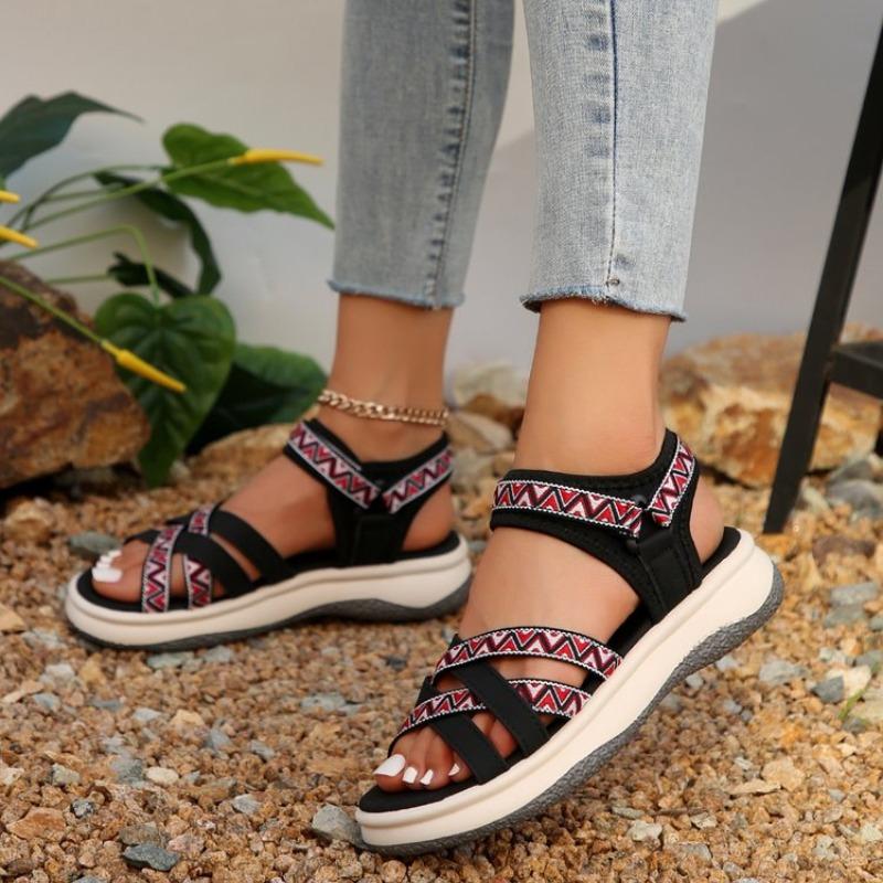 Fashion 2024 Summer Shoes Women Sandals Holiday Flat Fashion Ladies Sandals Soft Comfortable Plus Size 43 D087