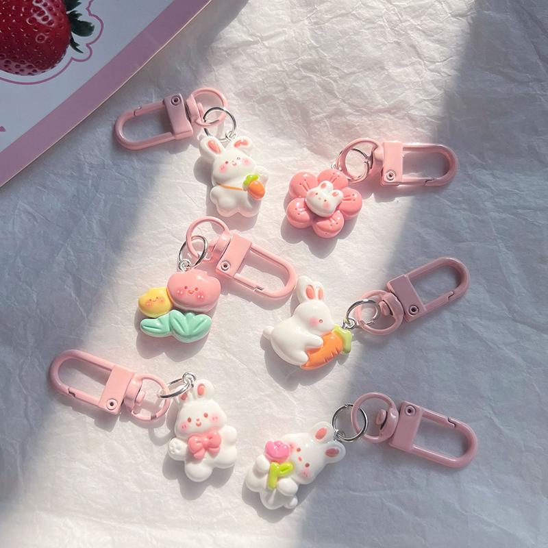 1Pc Kawaii Cute Rabbit Keychain Cartoon Animal Pendant Girl Backpack Decoration Jewelry Best Friend Gift