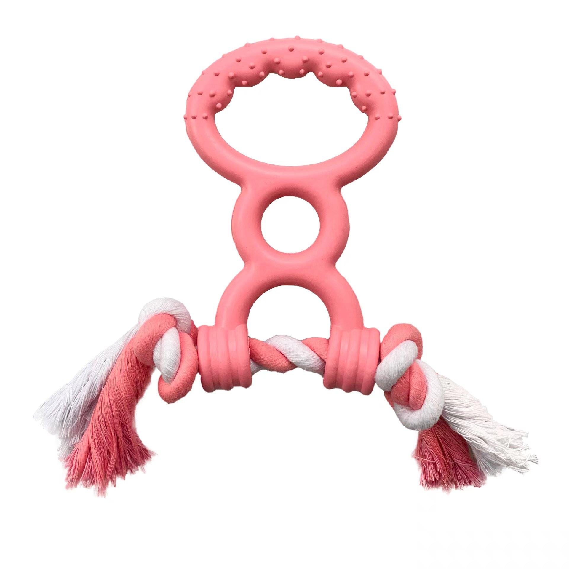 

Игрушка для жевания для чистки зубов у собак средних пород - резиновая игрушка-перетягиватель с кольцом в форме 8 для собак розовый