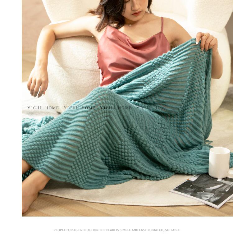 Light Luxury Solid Color Sofa Blanket - Air Conditioning, Decorative, Office Nap, Homestay, Autumn/Winter Use