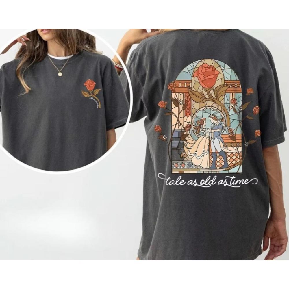 Retro Koszulka Piękna i Bestia Opowieści Są Stare Jak Świat Koszulki, Koszulki Księżniczki, Bawełniane Luźne Topki Męskie i Damskie