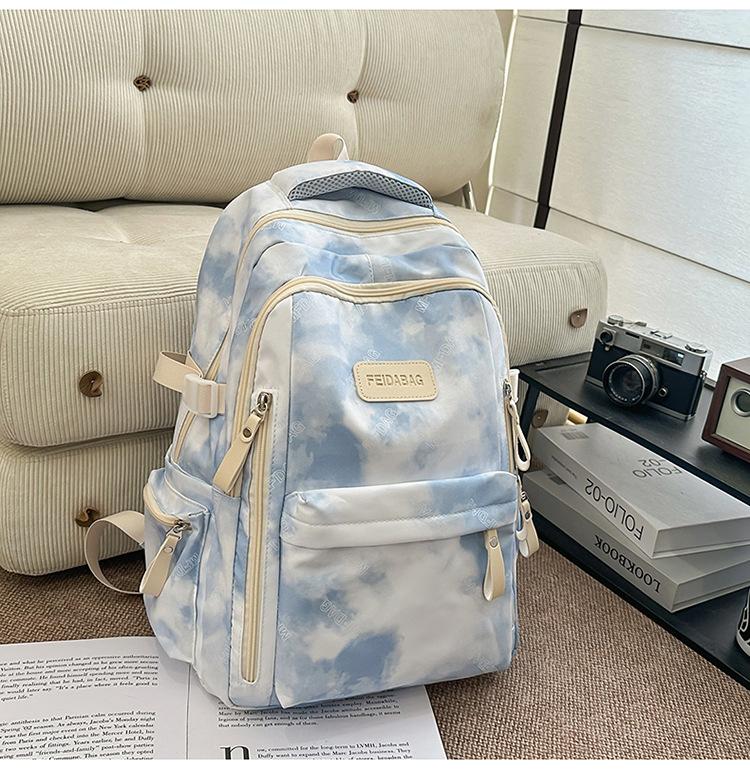 Schoolbag Personality Trend Tie-dye Backpack Male and Female Versatile College Student School Bag Fashion Large Capacity Junior High School Student