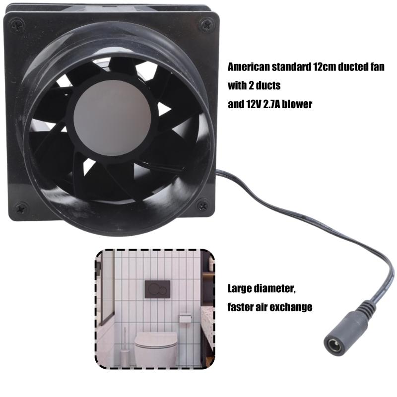 12cm Duct Fan Powerful Inline Extractor Fan 12V 6000RPM Duct Blower Indoor Air Exhaust Fan For Workshop Basement Tent