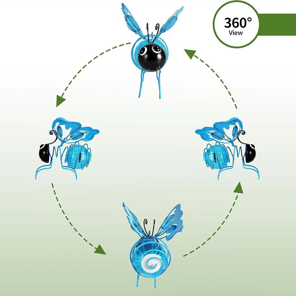 Solar-Powered Outdoor Figurine Light Decorative Flying Insect Hanging Lamp Metal Realistic Insect Light for Outside Decor