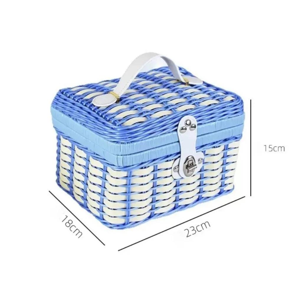 New Rattan Woven Hand-held Basket Portable with Lid Storage Basket Packaging Box for Wedding Gifts and Holiday Packaging
