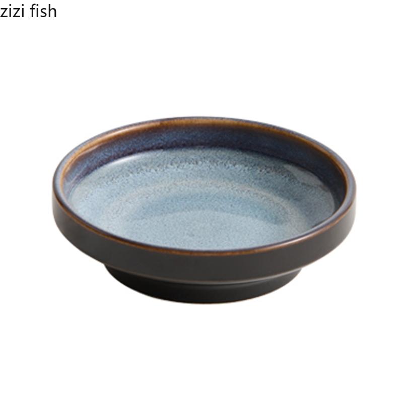 Kiln Changes High Footed Snack Plate Ceramic Dessert Plate Appetizer Plate Seasoning Dish Hotel Molecular Cuisine Tableware