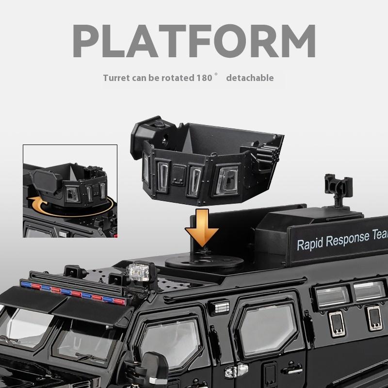 1/24 Scale Sword Toothed Tiger Explosion Proof Car Model Police Armored Off Road Vehicles Alloy Diecast Simulated Collectibles Present