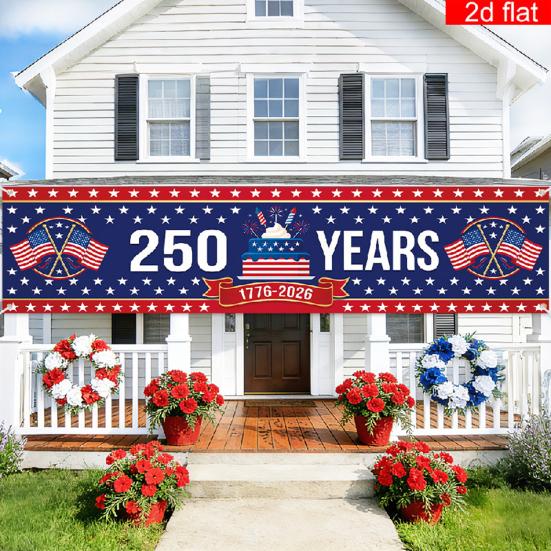 250th Anniversary Banner 6.5x1.5ft 250 Years of Freedom American Patriotic Decoration