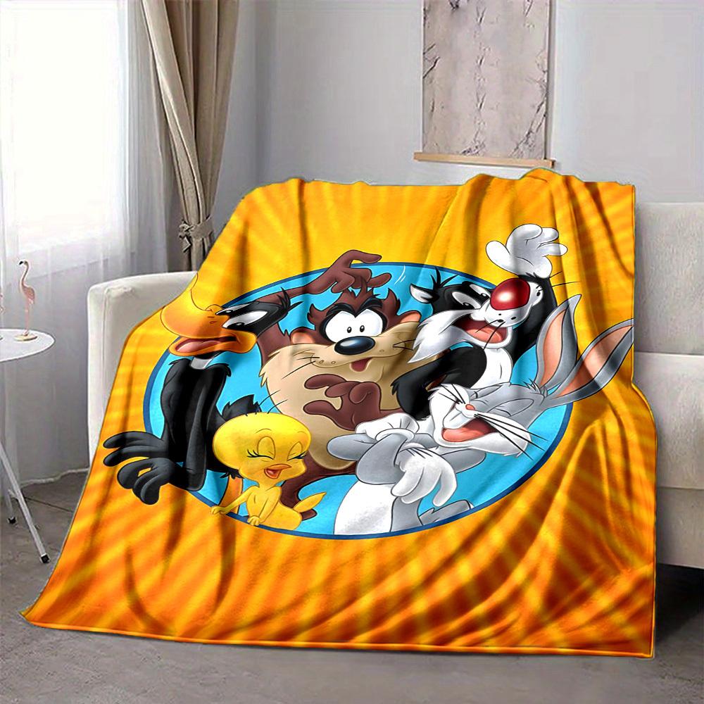 1 шт. Фланелевое одеяло Looney Tunes - Легкое, Мягкое, Теплое, Всесезонное одеяло для дивана, кровати, путешествий, кемпинга L1029068 80x120cm yellow