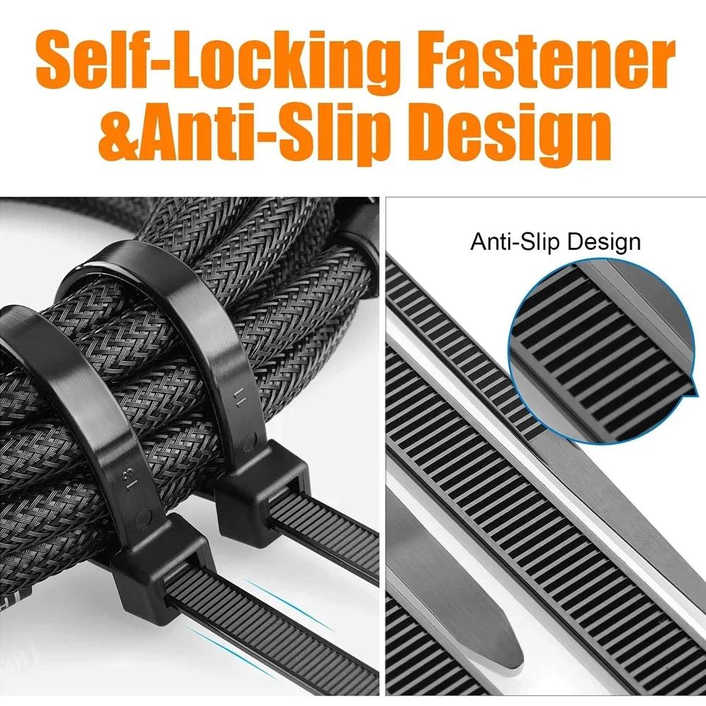 100-300Pcs Plastic Nylon Cable Ties Detachable Self-locking Cord Ties Straps Fastening Loop Reusable Wire Ties for Home Office