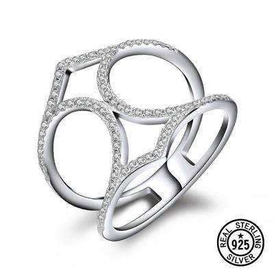 925 Sterling Sliver Ring Cross Micro Pave Clear Zircon Circle Special Trendy Rings For Women Girls Fashion Punk Jewelry
