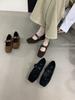 French retro Mary Jane shoes women's autumn models with flat bottom woven square head single shoes inner height increase with skirt women's shoes