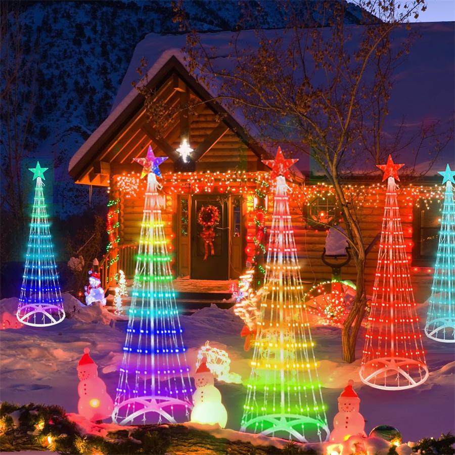 1.5M 2.1M APP & Remote Control Lighted Christmas Tree Cone Tree with Star Topper Outdoor DIY Color Lighted Christmas Tree Light