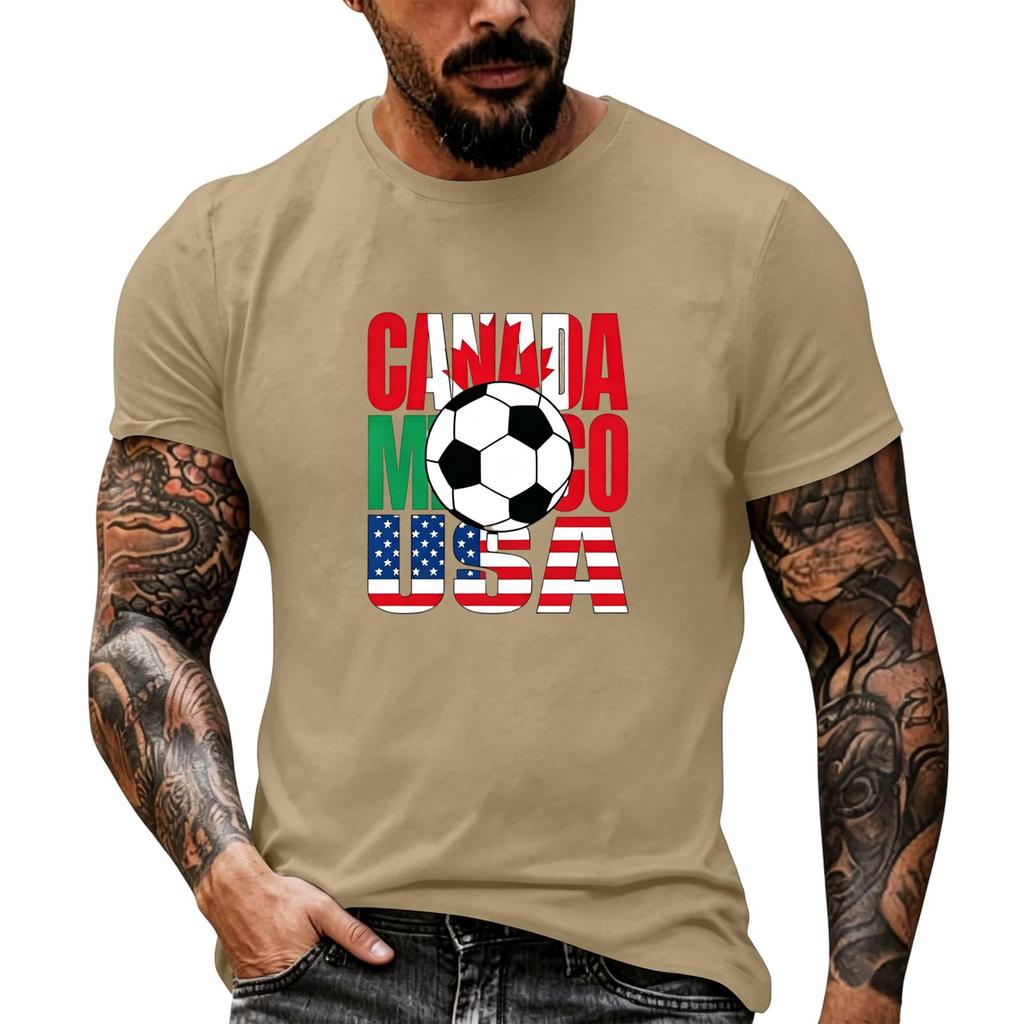 Men's Basic Crew Neck Short Sleeve T Shirt Loose Fit Casual Summer Top Soccer Themed Graphic Print Comfortable Daily Wear