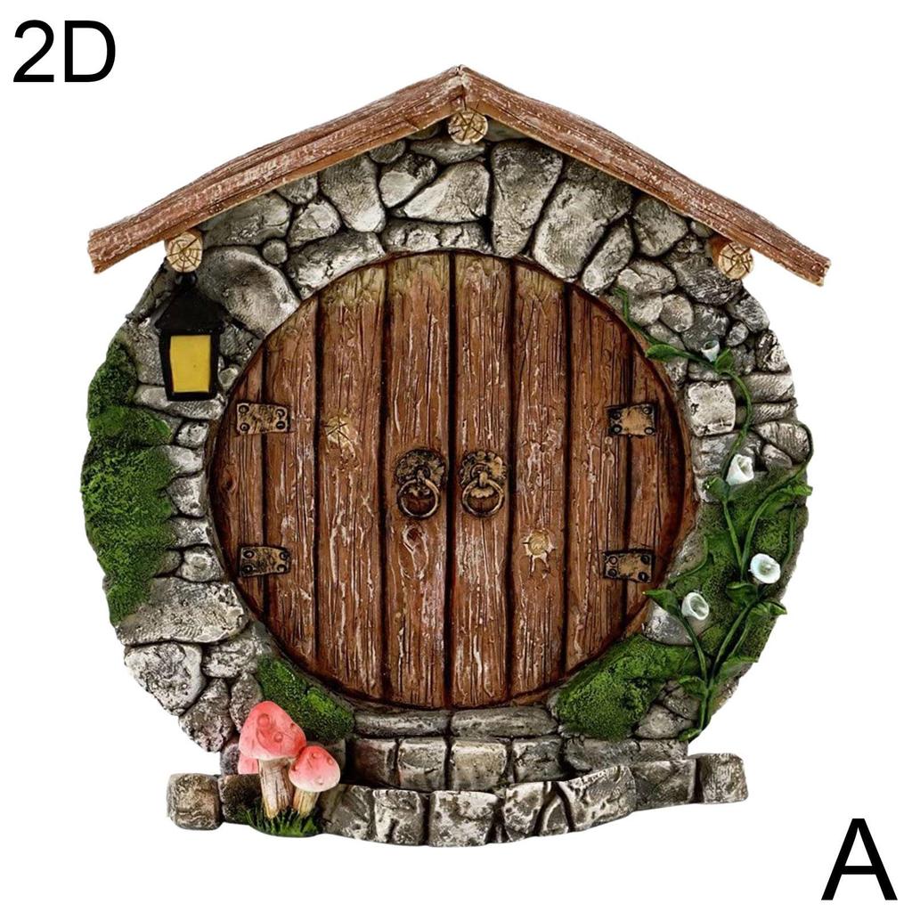 Miniature Fairy Door Figurines Statues for Outdoor Yard Art Garden Tree Decor Accessories With Engraved Design Fairy Garden Door