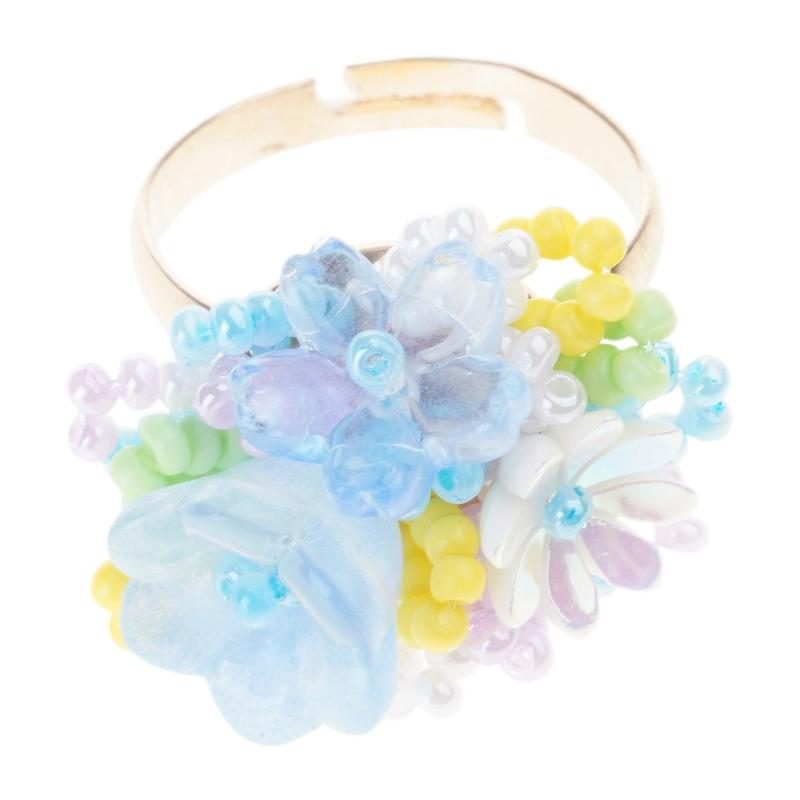 

Adjustable Hydrangea Flower Resin Rings Colorful Beaded Jewelry Comfortable Holiday Rings Resin Texture for Women