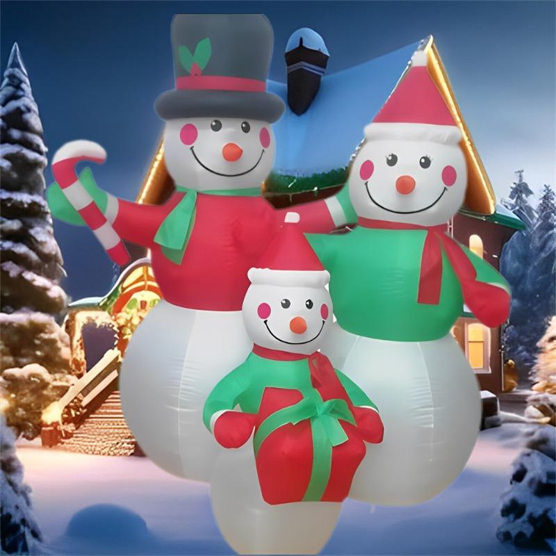 Inflatable Toy Family Snowman Christmas Inflatable Model Luminous Inflatable Model Christmas Atmosphere Decoration Model