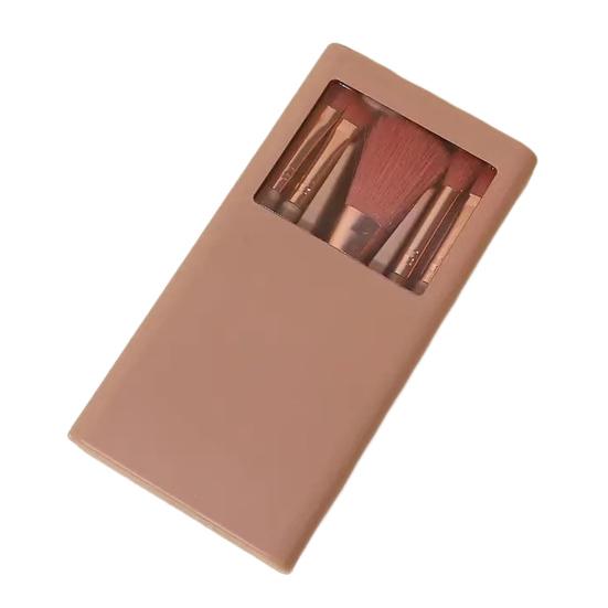 5Pcs/Set Women Makeup Brush Kit with Mirror Storage Box Professional Synthetic Eye Shadow Blush Foundations Concealer Blending Cosmetic Brush