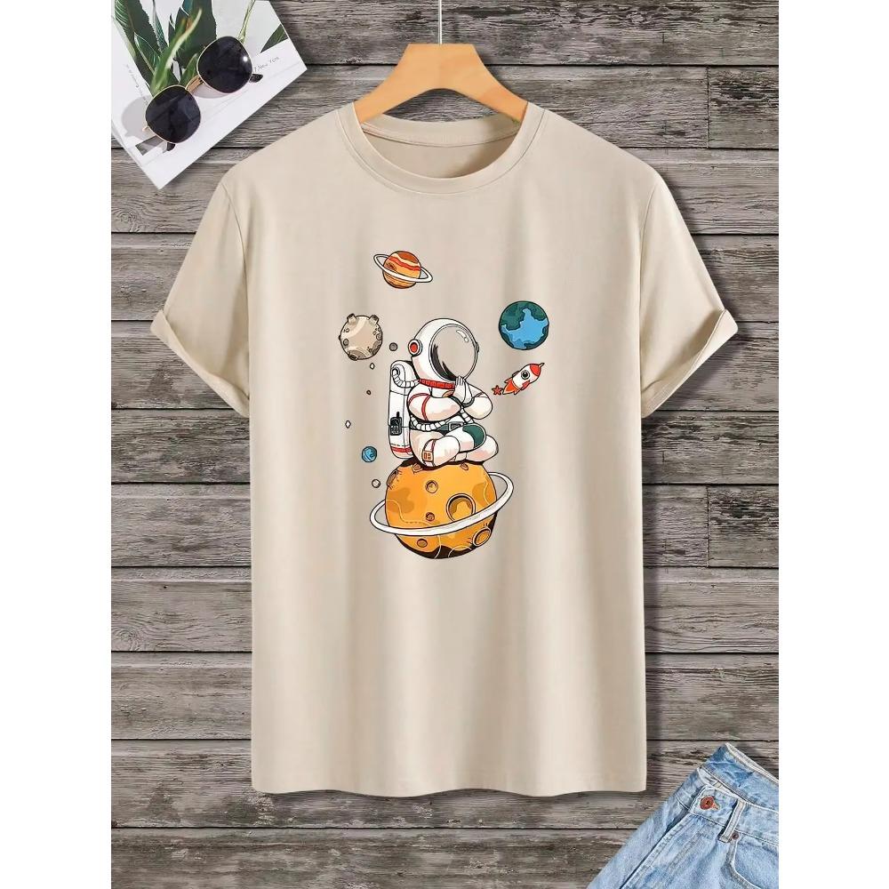 Astronaut Print Pattern Design Man T Shirts Graphic S-Xxxl Tee Shirt High-Quality Casual Tshirt Leisure Street Short Sleeved
