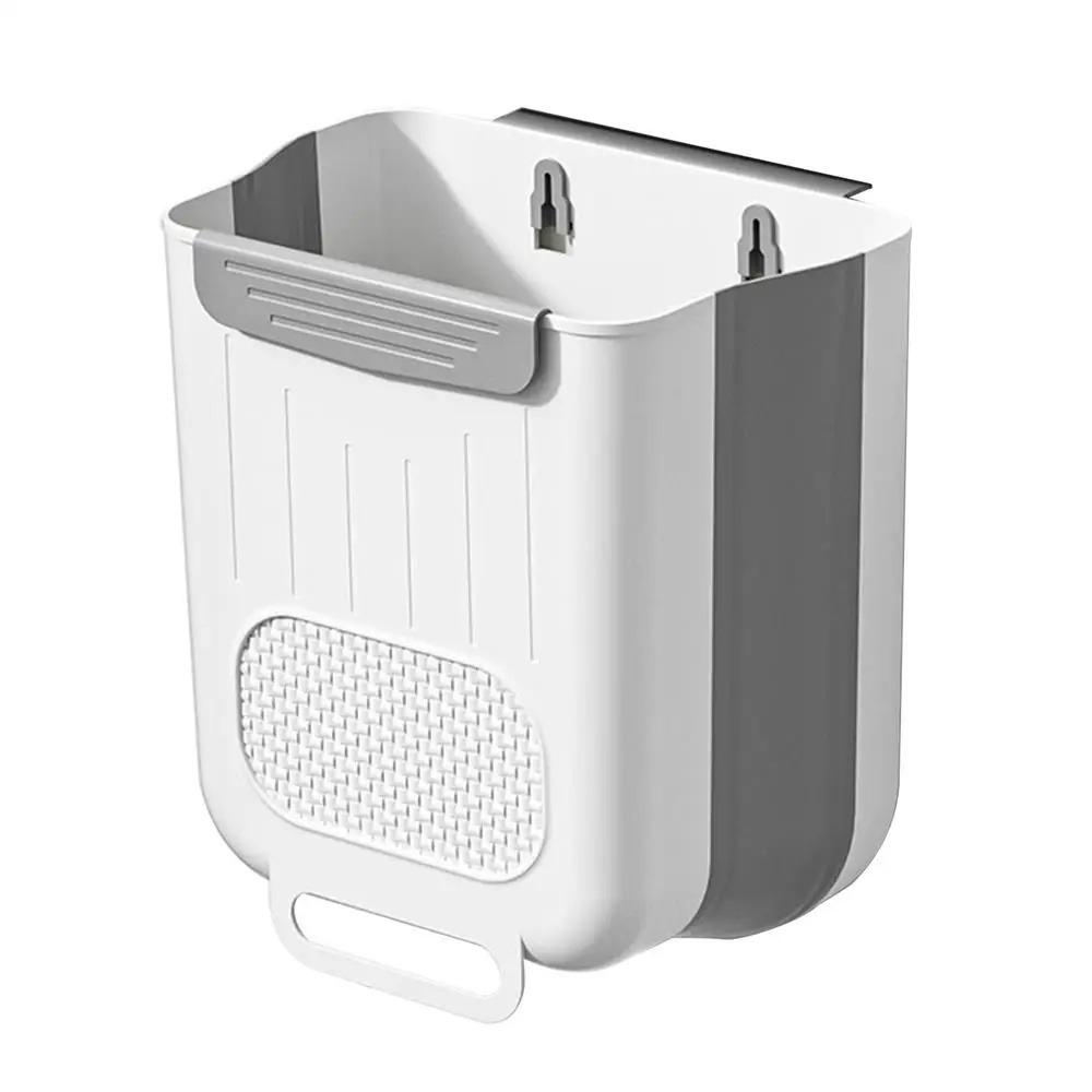 Space-saving Foldable Trash Can Hanging Toilet Storage Bucket Wall Mount Trash Bin  Cabinet Door