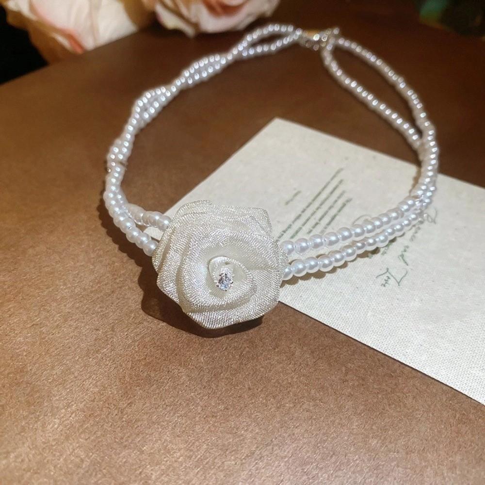 Jewelry Accessories Korean Style Choker Mesh Rose Pearl Clavicle Chain  Girls Party