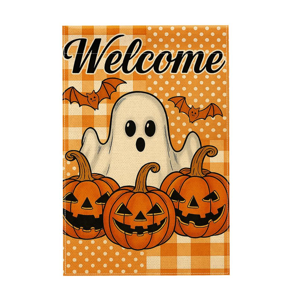 Halloween Garden Flag Pumpkin Ghost Witch Halloween Flags Double Sided Funny Yard Decoration for Outdoor Welcome