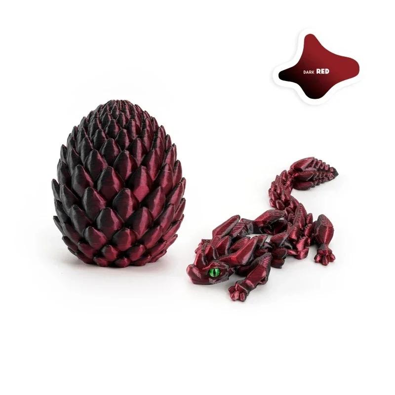 12cm 3D Printed Easter Eggs with Icy Crystal Mini Dragon Articulated Dragon Figure Easter Basket Stuffers Party Favors for Kids