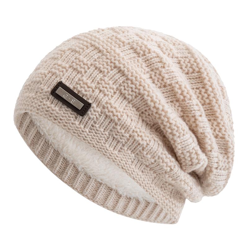 

Новые Модные Унисекс Шапки G.S с Металлической Эмблемой Шапки с Плюшевой Меховой Подкладкой для Мужчин Женщин Теплая Шапка Бини Повседневный Декор с Этикеткой Зимние Вязаные Шапки 56cm-60cm бежевый