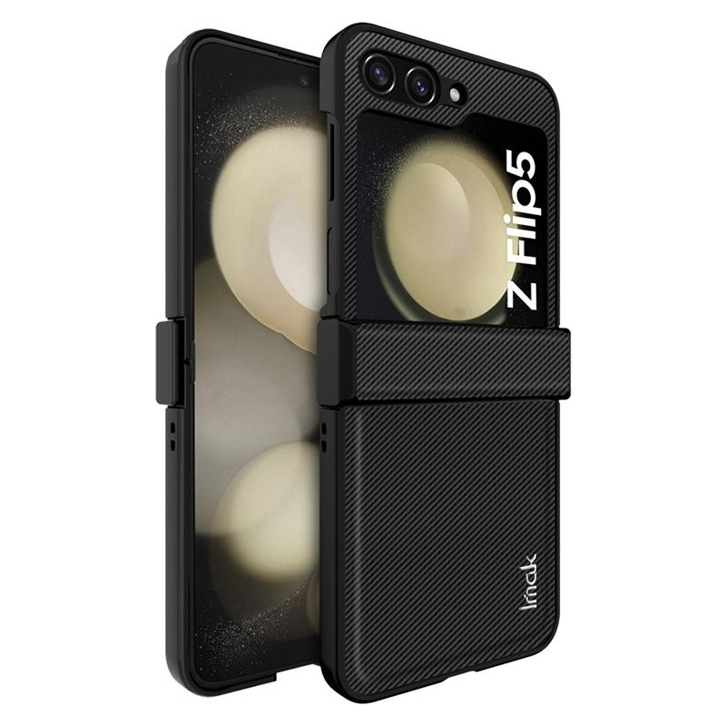 IMAK Ruiyi Series for Samsung Galaxy Z Flip5 5G Phone Cover Carbon Fiber Texture PC+PU Leather Phone Case
