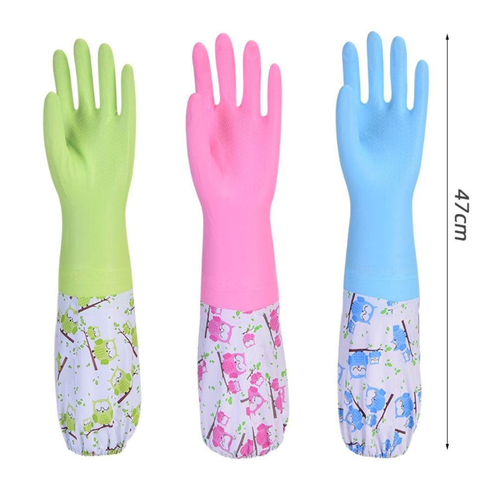 Waterproof Cleaning Rubber Gloves Warm Dishwashing Gloves Durable Plush Gloves for Kitchen Laundry