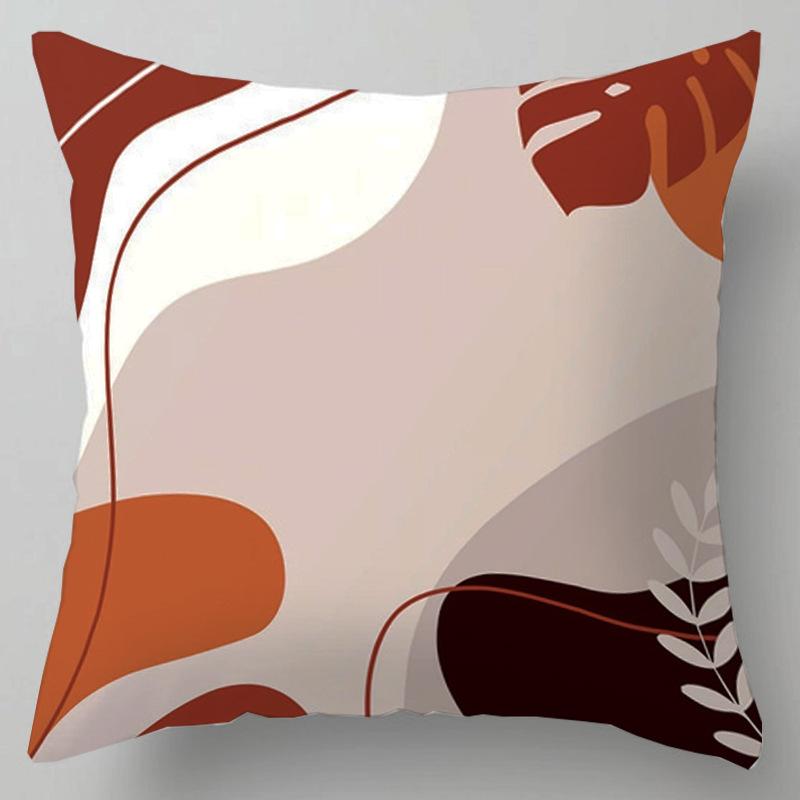 Geometric Abstract Floral Pattern Throw Pillow Cover With Short Plush Print For Living Room Sofa Decoration Cushion Cover