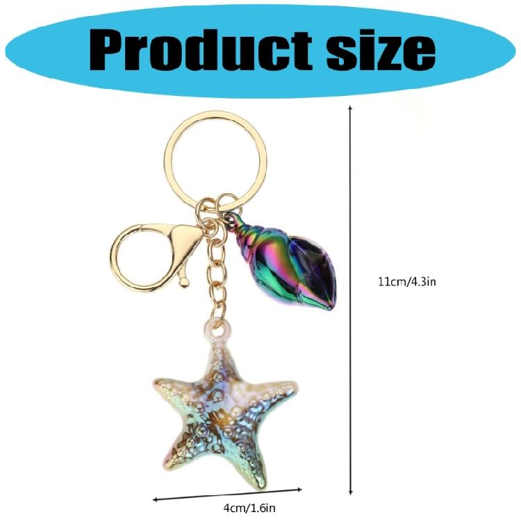 Stylish Beach Inspired Shell Keychain Conch Starfish Star Pendant Keyring Charm Fashionable Sea Inspired Jewelry
