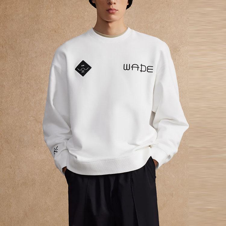 Li Ning X Cyril Artist Collaboration Series Tryckt Bokstav Crewneck Pullover Fleece Långärmad Sweatshirt Unisex sweatshirt Off-White AWDTB79-2
