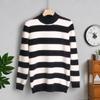 Women's Imitation Mink Fleece Round Neck Striped Winter Thickened Casual Tight Knit Sweater Warm Personality Sweater