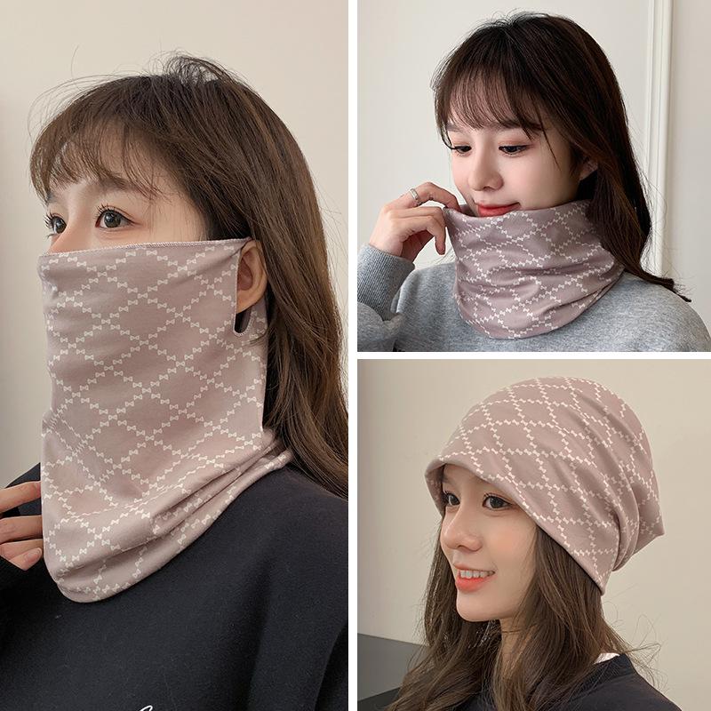 Women's Autumn & Winter Plush Face Mask Neck Protector: Windproof, Warm, and Versatile Scarf Set for Outdoor Cycling