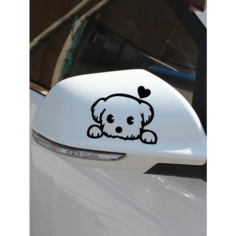 Black Dog & Heart Pattern Car Stickers, Universal Car Exterior Decorative Sticker