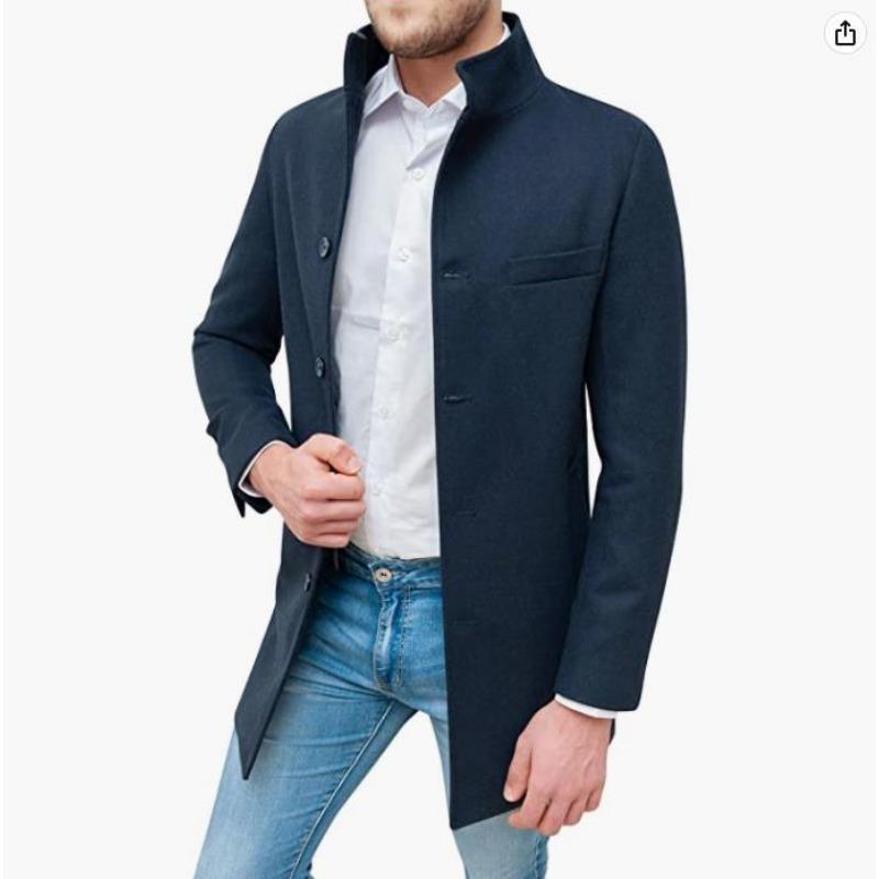 Woolen Coat Men's Thickened Stand-up Collar Jacket Order Surge Woolen Trench Coat Wish Outdoor Leisure