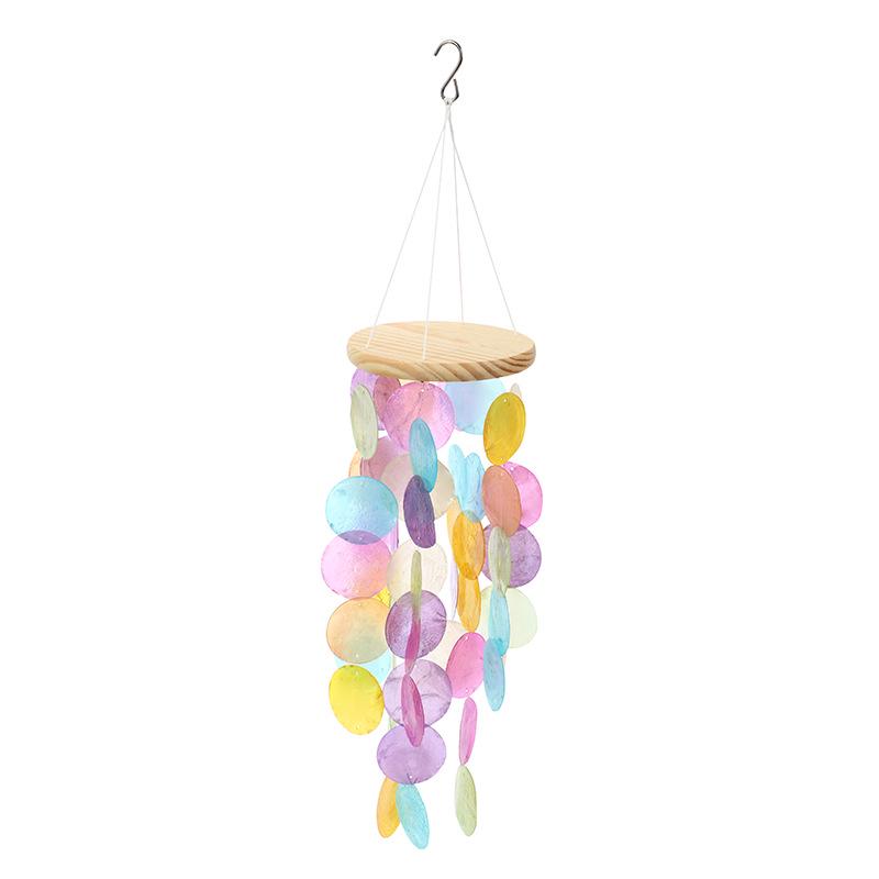 Creative Seashell Wind Chime Mirror – Simple Pastoral Style for Living Room, Study, or Balcony Decor.