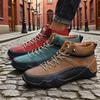 Men's High Top Casual Shoes Handmade Leather Spring/summer New Item Color Blocked Soft Sole Walking Shoes Breathable Bare Boots