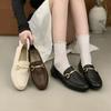 THEDOUDOU Korean version retro black small leather shoes women's autumn round head commuting casual one-pedal flat loafers